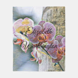 Vintage Lila Rosa Orchideen-Blume im Logbuch Fleecedecke