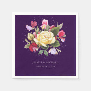 Vintage Lila Rosa-Rosenhochzeit Serviette