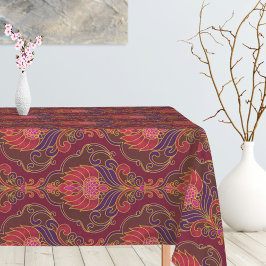 Vintage lila, rosa und goldenes Blumenmuster Tischdecke