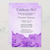 Vintage Lila Rose 80. Geburtstagspartei Einladung (Vorne/Hinten)