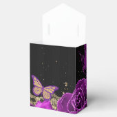 Vintage Lila Rose Black Gold Lace Quinceañera Geschenkschachtel (Geöffnet)