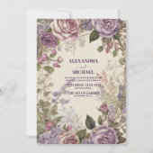 Vintage Lila Rose Blumenhochzeit Einladung (Vorderseite)