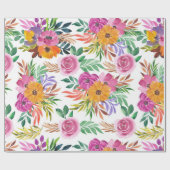 Vintage Lila Rose Gelbe Blumen Geschenkpapier (Flach)
