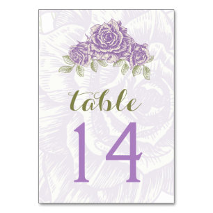 Vintage lila Rose Hochzeitskarte Tischnummer