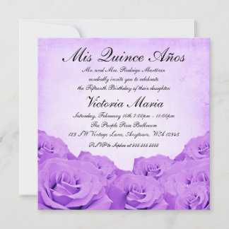Vintage Lila Rose Quinceanera Geburtstagspartei Einladung