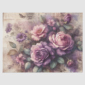 Vintage Lila Rose und botanische Collage Decoupage Seidenpapier (Vorderseite)