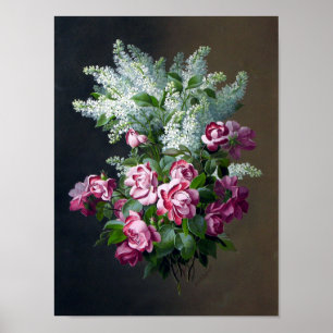 Vintage Lila Rose und White Lilacs Poster
