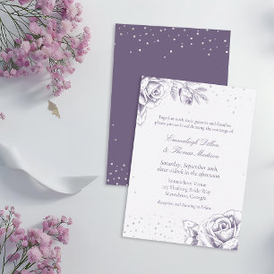 Vintage lila Rosen-Konfetti Glitter Hochzeit Einladung
