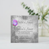 Vintage Lila Rosenknospe-Hochzeit Einladung (Stehend Vorderseite)