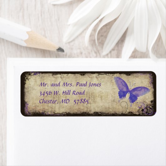 Vintage Lila Rücksendeadresse (Insitu)