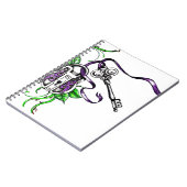 Vintage lila Schloss- und Schlüsselkonstruktion Notizblock (Linke Seite)