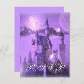 Vintage Lila Schlosshochzeit RSVP-Karte Einladungspostkarte (Vorne/Hinten)