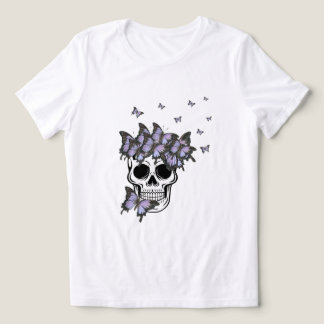 Vintage Lila Schmetterlinge Schädel Tri-Blend Shirt