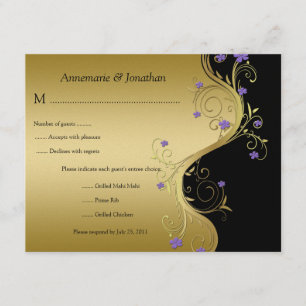Vintage Lila Schwarz-Gold-UAWG RSVP Karte