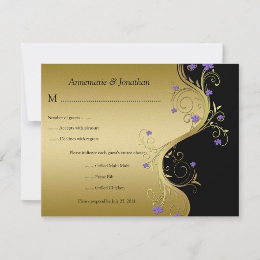 Vintage Lila Schwarz-Gold-UAWG RSVP Karte (Vorderseite)