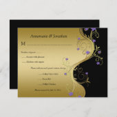 Vintage Lila Schwarz-Gold-UAWG RSVP Karte (Vorne/Hinten)