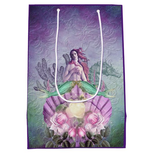 Vintage Lila Seezungenserie Mittlere Geschenktüte (Rückseite)