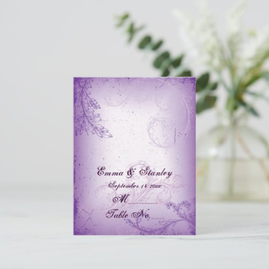 Vintage lila Tischnummer (Stehend Vorderseite)