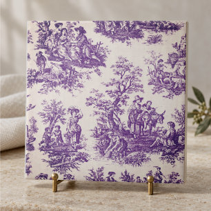 Vintage Lila Toile de Jouy Monogramm Initiale Fliese