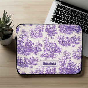 Vintage Lila Toile de Jouy Monogramm Laptopschutzhülle