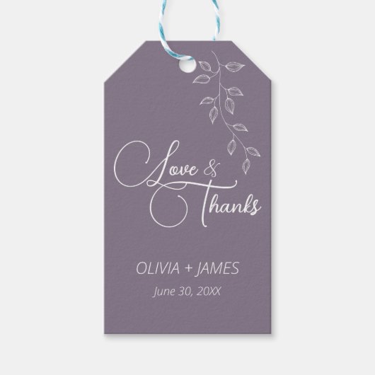 Vintage Lila und botanische große Gefälligkeitstaf Geschenkanhänger (Vorderseite)