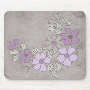 Vintage Lila und graue Blumenhochzeit Mousepad