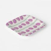 Vintage Lila und grüne Blume Streifen Pappteller (Gewinkelt)