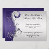 Vintage Lila und silberne Verzierte Post Hochzeit Einladung (Vorne/Hinten)