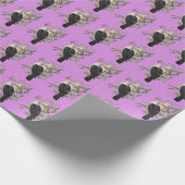 Vintage lila Vogelkunst Geschenkpapier (Ecke)