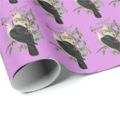 Vintage lila Vogelkunst Geschenkpapier (Rolleneckpunkt)