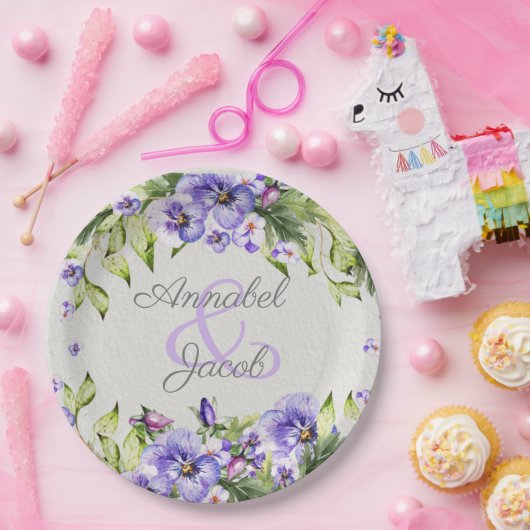 Vintage Lila Wasserfarbenblende Pappteller (Party)