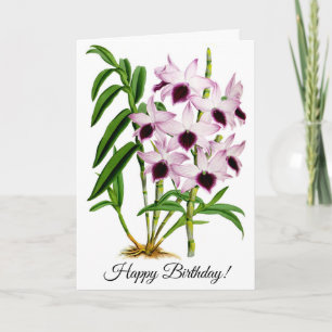 Vintage lila weiße Orchideenblüte personalisiert Karte