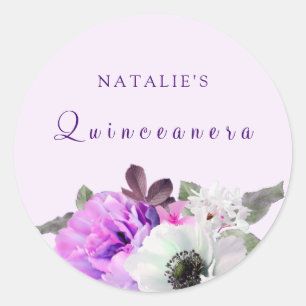 Vintage Lila White Blume Quinceanera Sticker