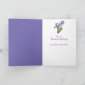 Vintage Lila White Iris Blume Sisterkarte Karte (Innenseite)