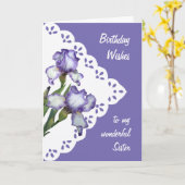 Vintage Lila White Iris Blume Sisterkarte Karte (Gelbe Blume)