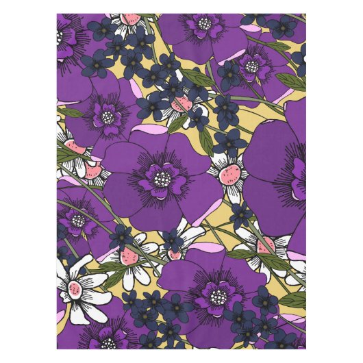 Vintage lila Wildblumen Tischdecke (Vorderseite)
