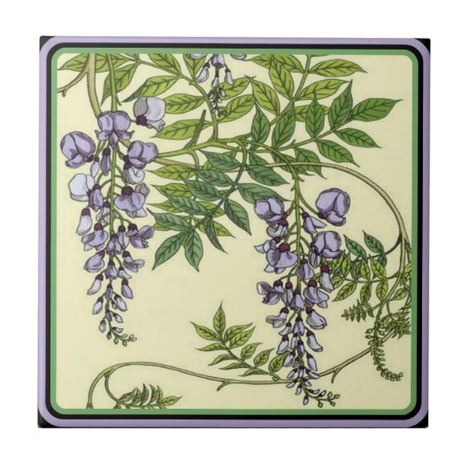 Vintage lila Wisteria-Fliese Fliese (Vorderseite)