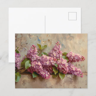 Vintage Lilac-Blume Malerei Postkarte