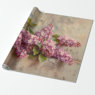 Vintage Lilac-Blume zeichnen Dekoupage Geschenkpapier