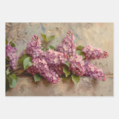 Vintage Lilac-Blume zeichnen Dekoupage Geschenkpapier Set (Vorderseite)