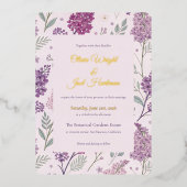 Vintage Lilac Garden Romance Wedding Folieneinladung (Vorderseite)