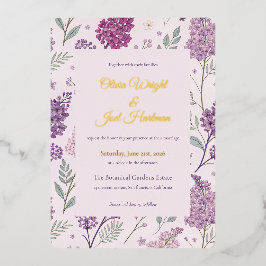 Vintage Lilac Garden Romance Wedding Folieneinladung