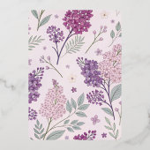 Vintage Lilac Garden Romance Wedding Folieneinladung (Rückseite)