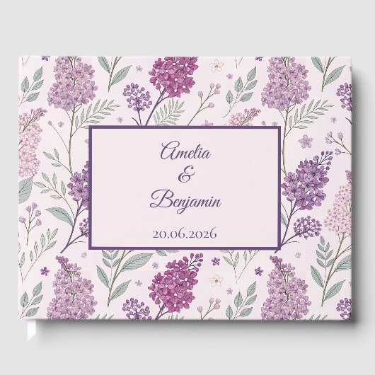 Vintage Lilac Garden Romance Wedding Gästebuch (Vorderseite)