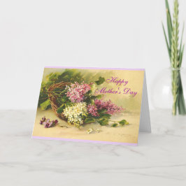 Vintage Lilacs in einem Muttertag im Korb Karte