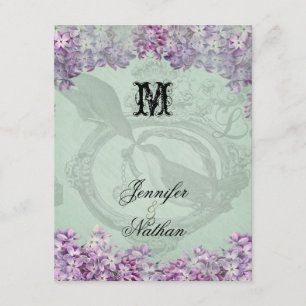 Vintage Lilacs Locket Wedding RSVP Card Karte