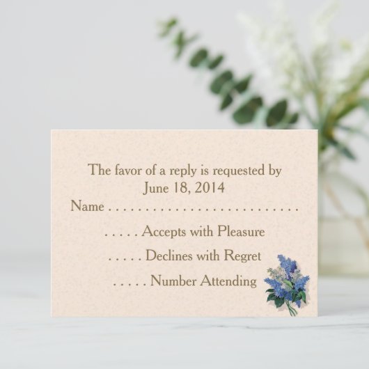 Vintage Lilacs RSVP-Karten RSVP Karte (Stehend Vorderseite)