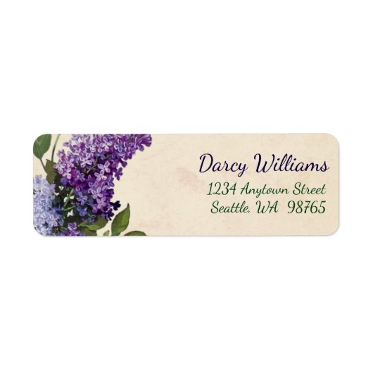 Vintage Lilacs-Rücksendeadressen-Aufkleber (Vorne)