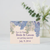 Vintage Lilacs Save the Date Postkarte (Stehend Vorderseite)