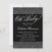 Vintage Lilie | Black Damask Oh Babydusche Einladung (Vorderseite)
